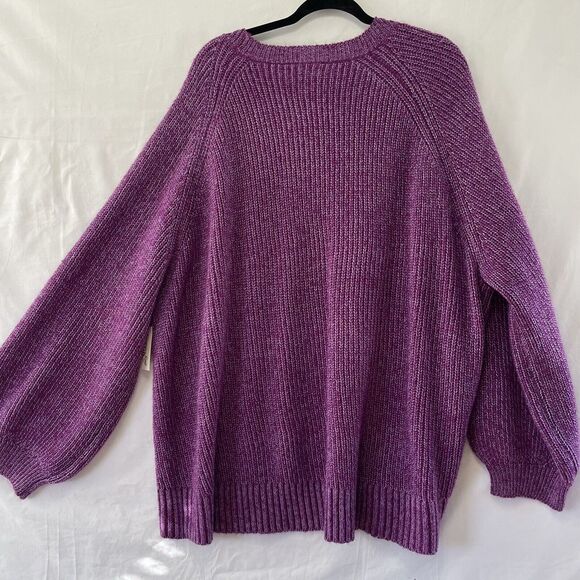 Terra & Sky Pullover Sweater Women Purple‎ Acrylic Blend Knitted 4X Round Neck - Picture 3 of 10